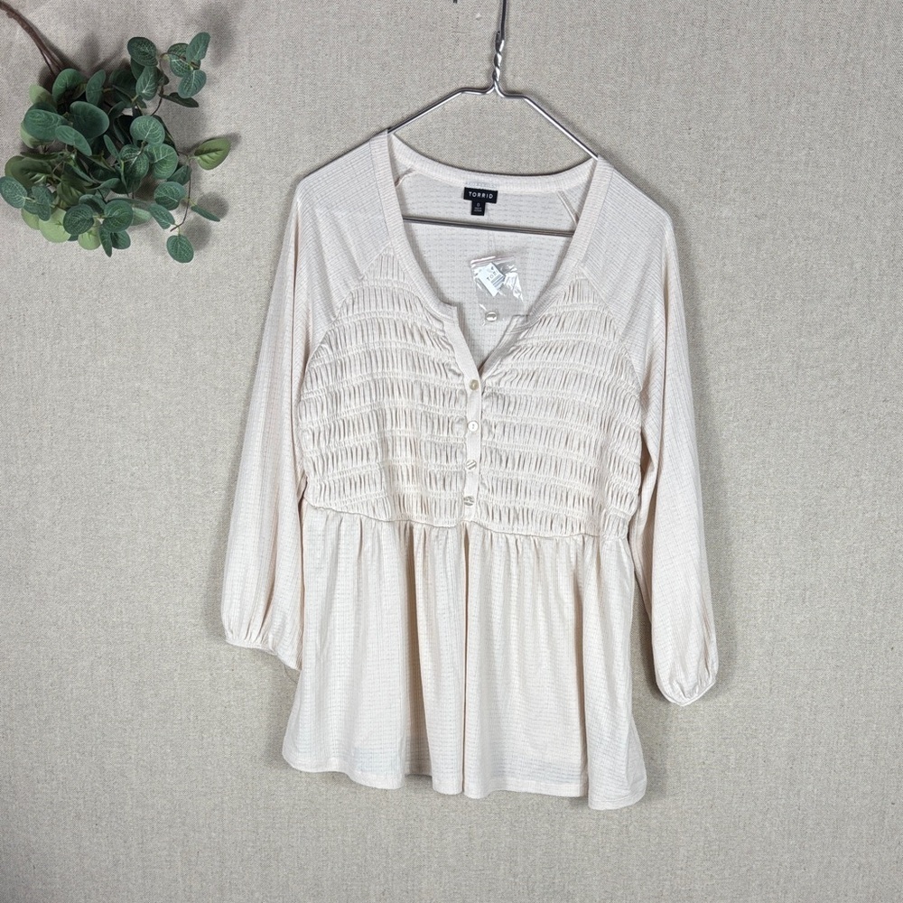 Torrid > New with Tags Cream Smocked Blouse Large (0)